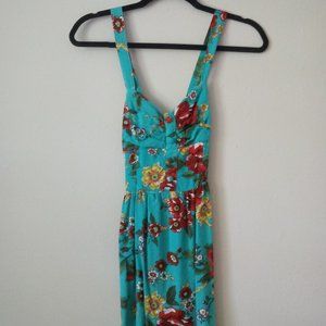 vintage inspired bold blue summer dress